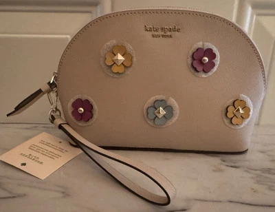 Kate Spade, Cameron кожи цветок купол косметичка, теплый бежевый - Изображение 1 из 4