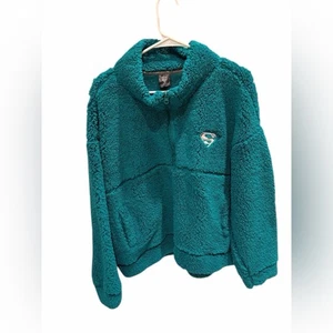 Pullover Superman verde azulado polar cómics seis banderas superhéroe talla XXL - Imagen 1 de 3
