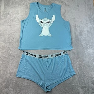 Disney Stitch Pyjama Set Damen Extra Large 16-18 Blau Top Shorts Weich Stretch - Bild 1 von 11