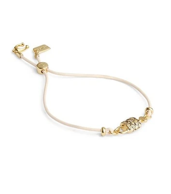 COACH FAUX STONE 签名挂锁皮革拖鞋手链 — 第 1/4 张图片