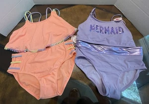 Girls JUSTICE Mermaid Fun Swim Top & Bottoms NWT SIZE 20 orange LOT bikini UPF - Picture 1 of 14