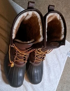 LL Bean 10" Shearling Lined Hunting Duck Boots Size Men’s 13 M Tumbled Leather - Bild 1 von 12