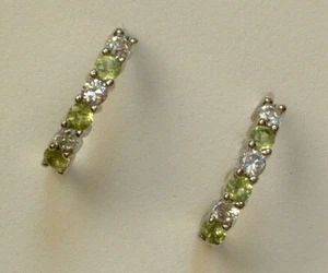 Peridot & Zirkonia Creolen - Sterling Silber - 925 - Ohrringe - Brillant Schliff - Bild 1 von 10