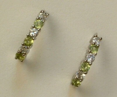 Peridot & Zirkonia Creolen - Sterling Silber - 925 - Ohrringe - Brillant Schliff - Bild 1 von 4