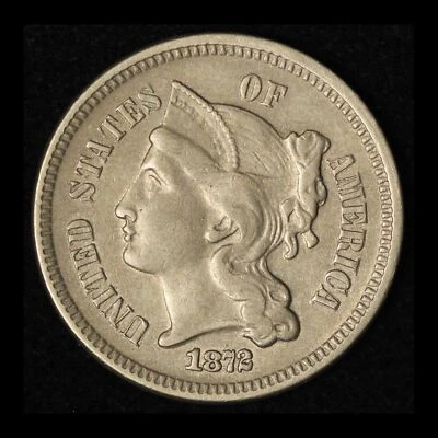 1872 3cn Three Cent Nickel - Free Shipping USA - Image 1 of 3