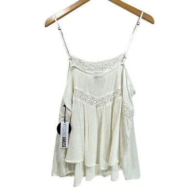 Camiseta sin mangas AMUSE SOCIETY Eden Cami talla M bordada crochet encaje tejido viscosa Foto 1 de 4