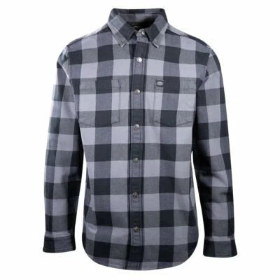 Harley-Davidson Men's Blue Grey Black Plaid Snap On Button L/S Woven Shirt (S16) - Image 1 of 4
