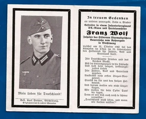 Germany WW2 German soldier soldat DEATH PHOTO card FRANZ WOLF OCT 1942 - Picture 1 of 2