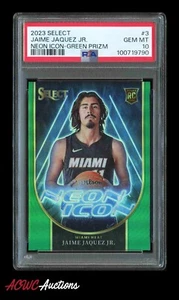 2023 Panini Select Neon Icon Green Prizm #3 Jaime Jaquez Jr PSA 10 (GEM MINT) RC - Picture 1 of 2