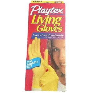 Vintage 1996 Playtex Living Handschuhe gelb große lange Manschette Baumwolle gefüttert NOS USA - Bild 1 von 3