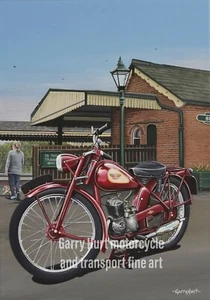 James Comet 98cc Motorcycle Art A3 Edizione Limitata Stampa - Foto 1 di 1
