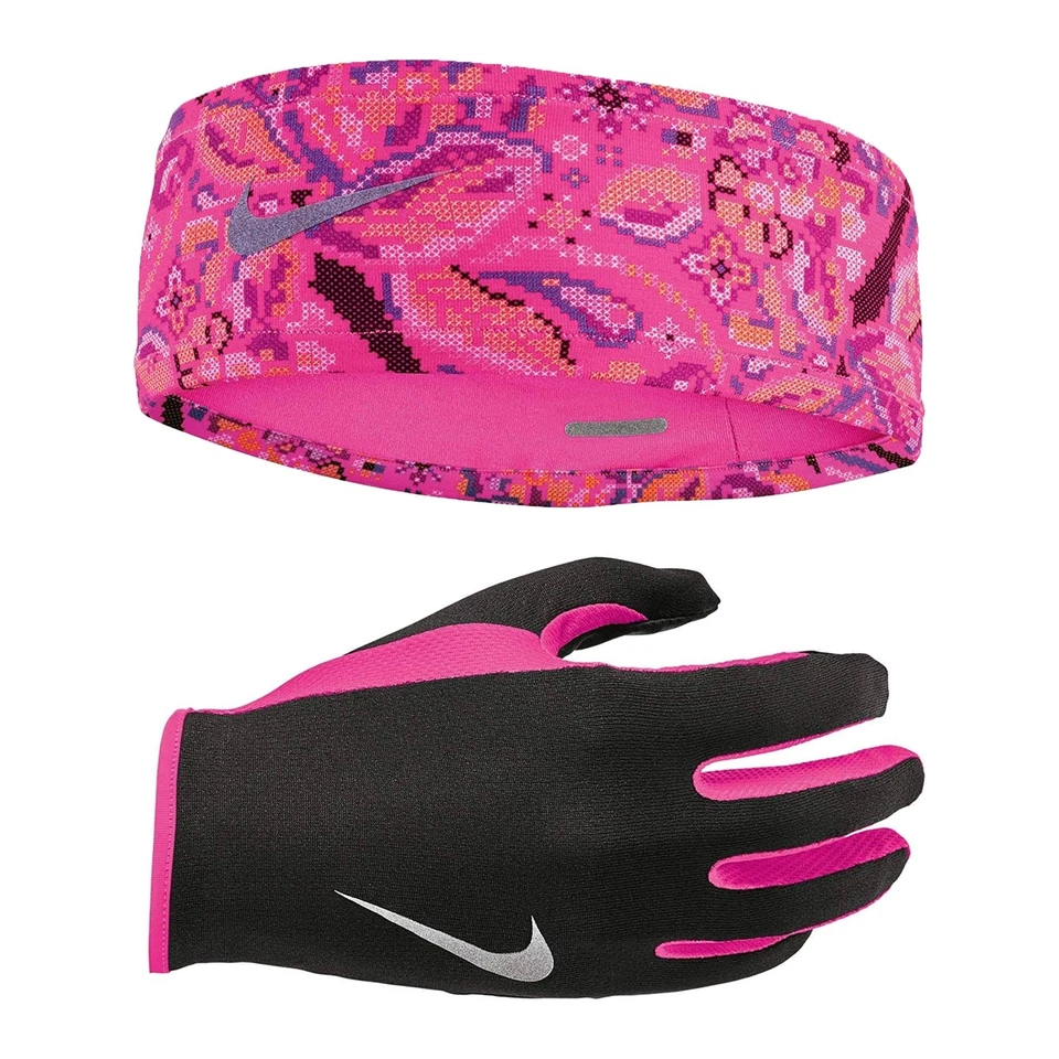 [N.000.3558.965] CONJUNTO DE LUVAS E FAIXA DE CABEÇA FEMININA NIKE RUN DRY - Imagem 1 de 1