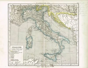 Mapa de ITALIA, Gráfico Original 1876 - Imagen 1 de 1