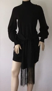 Ann Taylor LOFT Turtleneck Pullover Fringe Detail Belted Dress (Size S) - Picture 1 of 12
