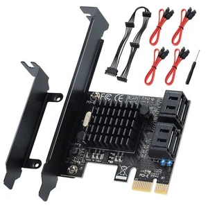 PCI-E X1 to SATA 3.0 Controller Card 4-Port SATA III 6Gbps Expansion Cards Su... - Picture 1 of 7