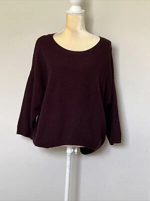 New York & Company Relaxed Open Back Burgundy Wine Sweater Size Medium M** - Image 1 of 4