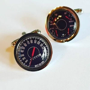 Unique CAR DIAL CUFFLINKS handmade CLASSIC speedometer MEN fuel gauge PETROLHEAD - Picture 1 of 1