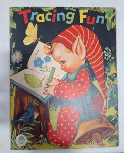 Vintage 1949 Tracing Fun Uncolored Coloring Book Merrill Company - Picture 1 of 2