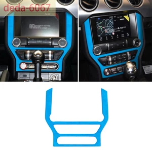 Suede Blue GPS Navigation Central Control CD Panel Trim For Ford Mustang 2015-23 - Picture 1 of 12
