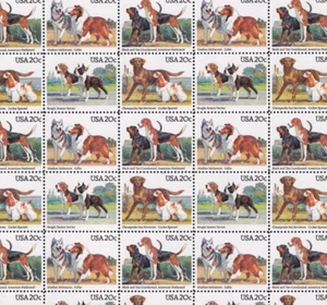 Hunde kompletter postfrischer Bogen mit 40 Briefmarken Scott #2098-2101 postfrisch OG - Bild 1 von 1