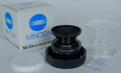 Hard to Find Mint in Box Minolta MD 50mm f3.5 Auto Bellows Macro Lens 50/3.5 ! - Image 1 of 4