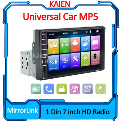 1 Din Stereo 7 Inch Car Radio USB Card Music Bluetooth MP5 Player Touch Screen - Image 1 of 4
