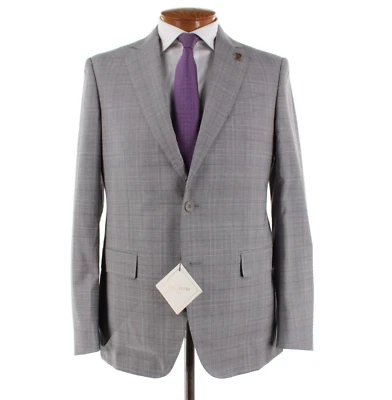 Traje de dos piezas de lana Pal Zileri nuevo con etiquetas Super 130s talla 52L (42L EE. UU.) en gris con púrpura Foto 1 de 4