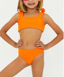 NEW BEACH RIOT Girls 'Little Stella' Two Piece Terry Bikini Set Size 7-8 Orange - Picture 1 of 7