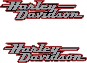 Fits Harley Davidson Gas Tank Vinyl Decals Red & Silver 2.2" x 9" Set of 2 - Foto 1 di 1