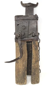 Antique 1843 Conestoga Wagon Jack - Hand Forged Metal & Wood - Works / Damaged - Picture 1 of 12