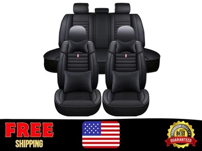 Juego completo de funda de asiento de coche para todos Plymouth de cuero para ajuste delantero trasero negro Foto 1 de 4