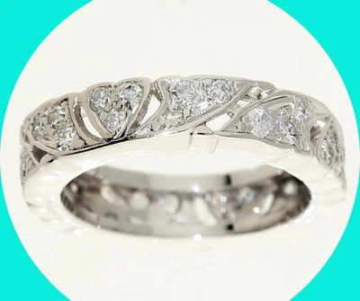 Antiguo anillo de boda de filigrana de diamantes naturales de aleación de paladio de 1,05 quilates de 5,2 mm Foto 1 de 4