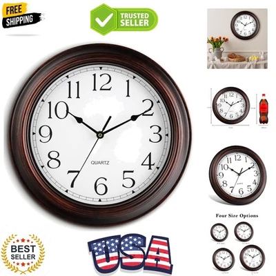 14 Inch Silent Non-Ticking Analog Wall Clock - Vintage Rustic Bronze Decor - Image 1 of 4