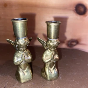 PAAR Vintage R.G.C. Massiver Messing Engel Mini Kerzenhalter 3" Mexiko - Bild 1 von 9
