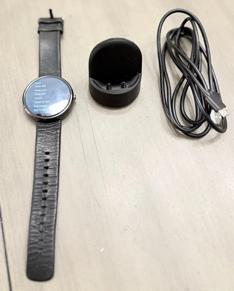 Motorola Moto 360 Sport 45mm Black Smart Watch With Charging Deck—Works! - Image 1 of 4