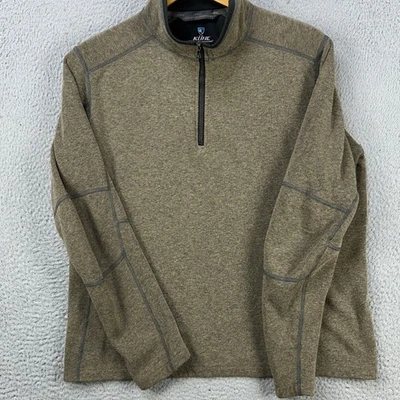 Suéter Pullover Kuhl Born In The Mountain Hombres Mediano Marrón Kashmira Cuarto Cremallera Foto 1 de 4