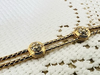 Винтажный теннисный браслет Swarovski круглой огранки желтый золотистый покрытием 7 дюймов - Изображение 1 из 4