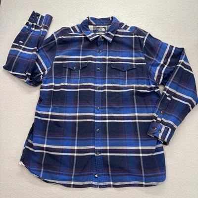 The North Face Flannel Shirt Mens 2XL XXL Blue Plaid Long Sleeve Button Up - Image 1 of 4