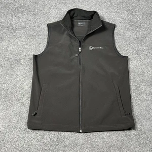 Mercedes Benz Vest Mens Small Black Softshell Fleece Lined Zip Sleeveless Logo - Picture 1 of 9
