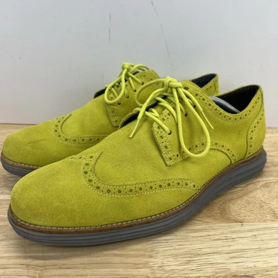 Zapatos Oxford Cole Haan Para Hombre Lunargrand Volt Amarillo Gris Gamuza Punta de Ala 11 M Foto 1 de 4