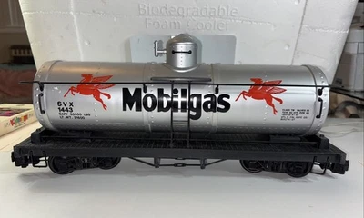G Scale Mobilgas Silver Tank Car SVX 1443 Pegasus Logo Vintage GATX Replica 1:22 - Image 1 of 4