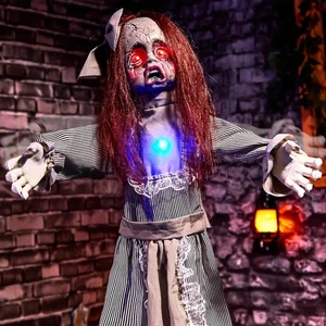 Halloween Animatronics 4ft Creepy Doll Decoration - 48inch Animated Scary Tal... - Picture 1 of 6