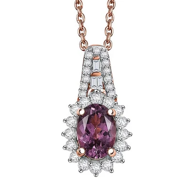 Collar colgante Luxoro AAA espinela púrpura y diamantes G-H I2 1,25 quilates Sunburst Foto 1 de 4