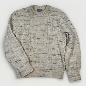 Vintage Pendleton Virgin Wool Sweater Men’s Size Large Beige Textured Retro USA - Picture 1 of 6
