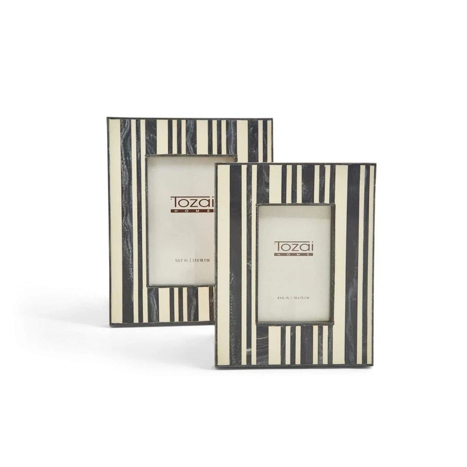 Conjunto de molduras femininas listradas Tozai Two's Company Inc, preto/branco, tamanho único - Imagem 1 de 1