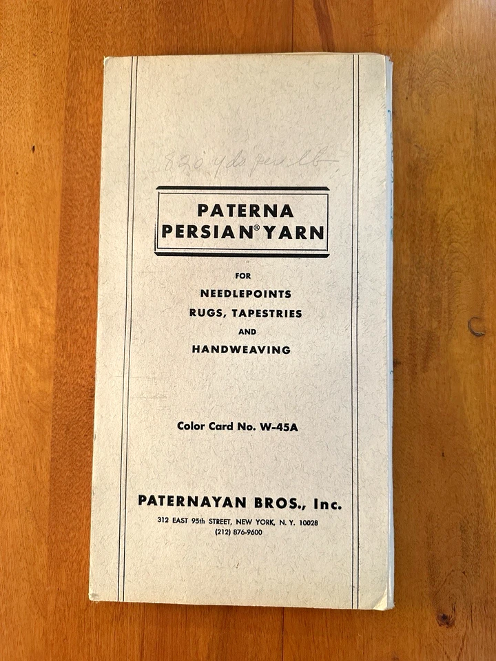Vintage 1970s PATERNA PERSIAN YARN SAMPLE BOOK Wool Thread COLOR CARD NO. W-45A - Image 1 of 4