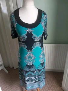 Tiana B New York Dress Midi Fit Size 16 In Green/black Floral - Picture 1 of 1