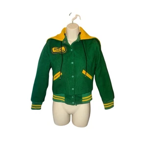 Vintage Green & Yellow Wool Varsity Jacket Women’s XS/S by Nelsons USA - Bild 1 von 12