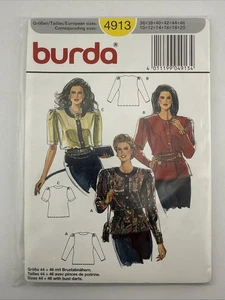 Burda 4913 Shirt Blouse Long Sleeve Short Sleeve Size 10-20 - Picture 1 of 2