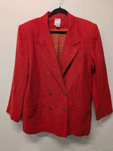 Size 12 Vintage Gantos Orange Linen Blend Womens Blazer Double Breasted - Picture 1 of 11
